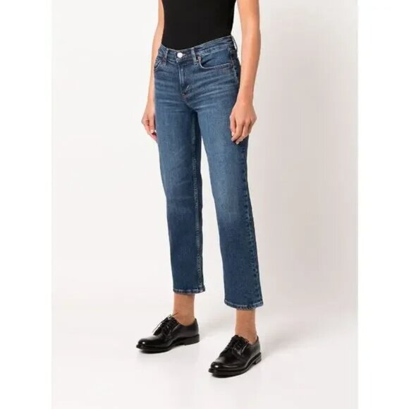 Re/Done 70s Mid Rise Stove Pipe Jeans Royal Fade Wash 25 - Picture 6 of 16